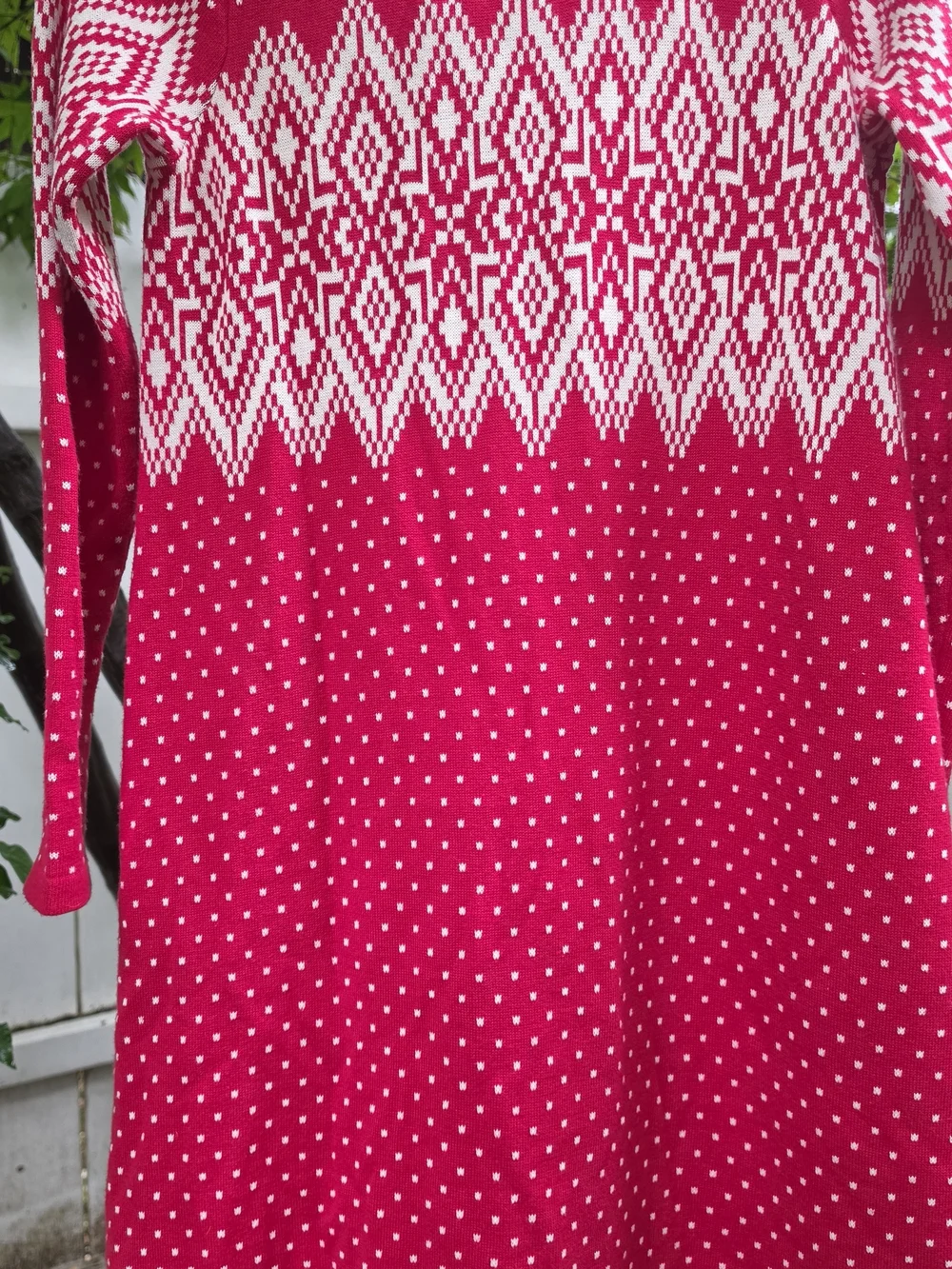 Hanna Andersson Red and White Knit Dress with Nordic Pattern